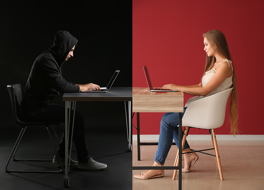 Women being a victim of internet fraud