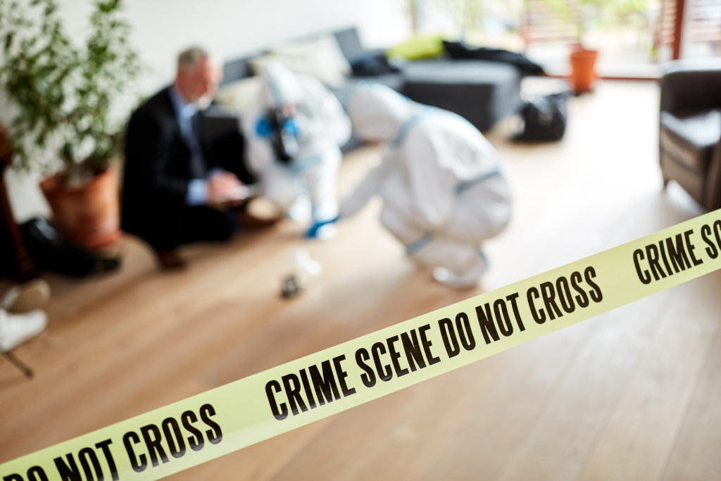 Active crime scene with forensics